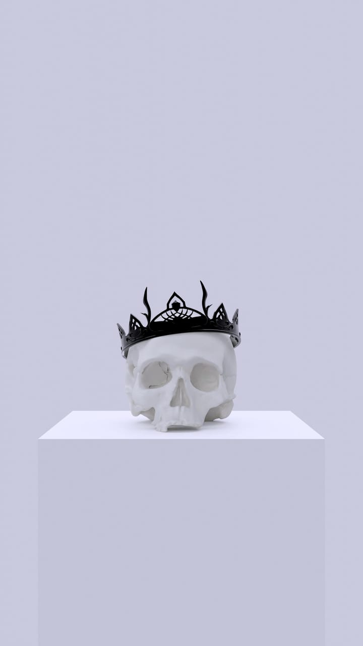 Evil skull with a king's crown.